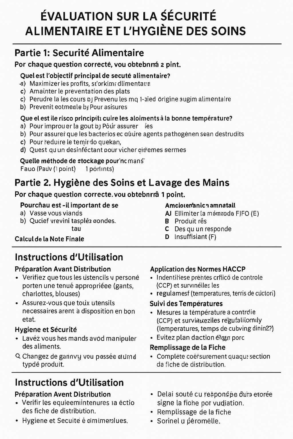 Évaluation Sécurité Alimentaire
