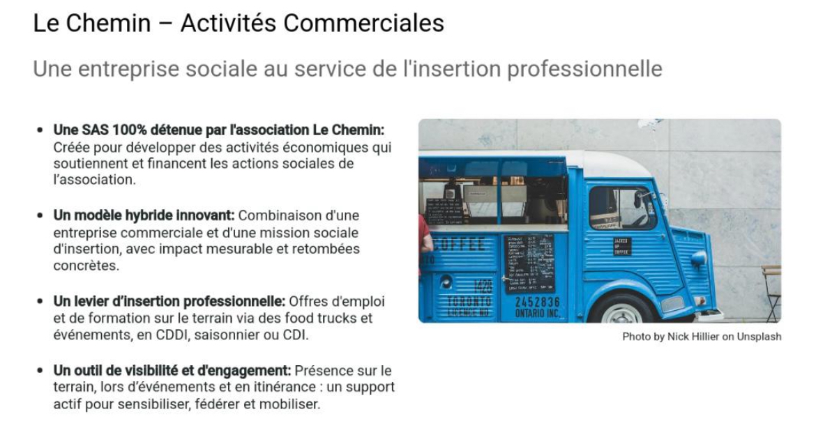 Food truck Le Chemin - Activités commerciales